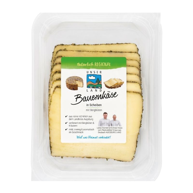 Bauernkäse Bergblüten in Scheiben